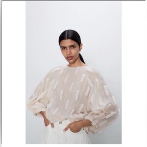 Zara Cream Textured Blouse
